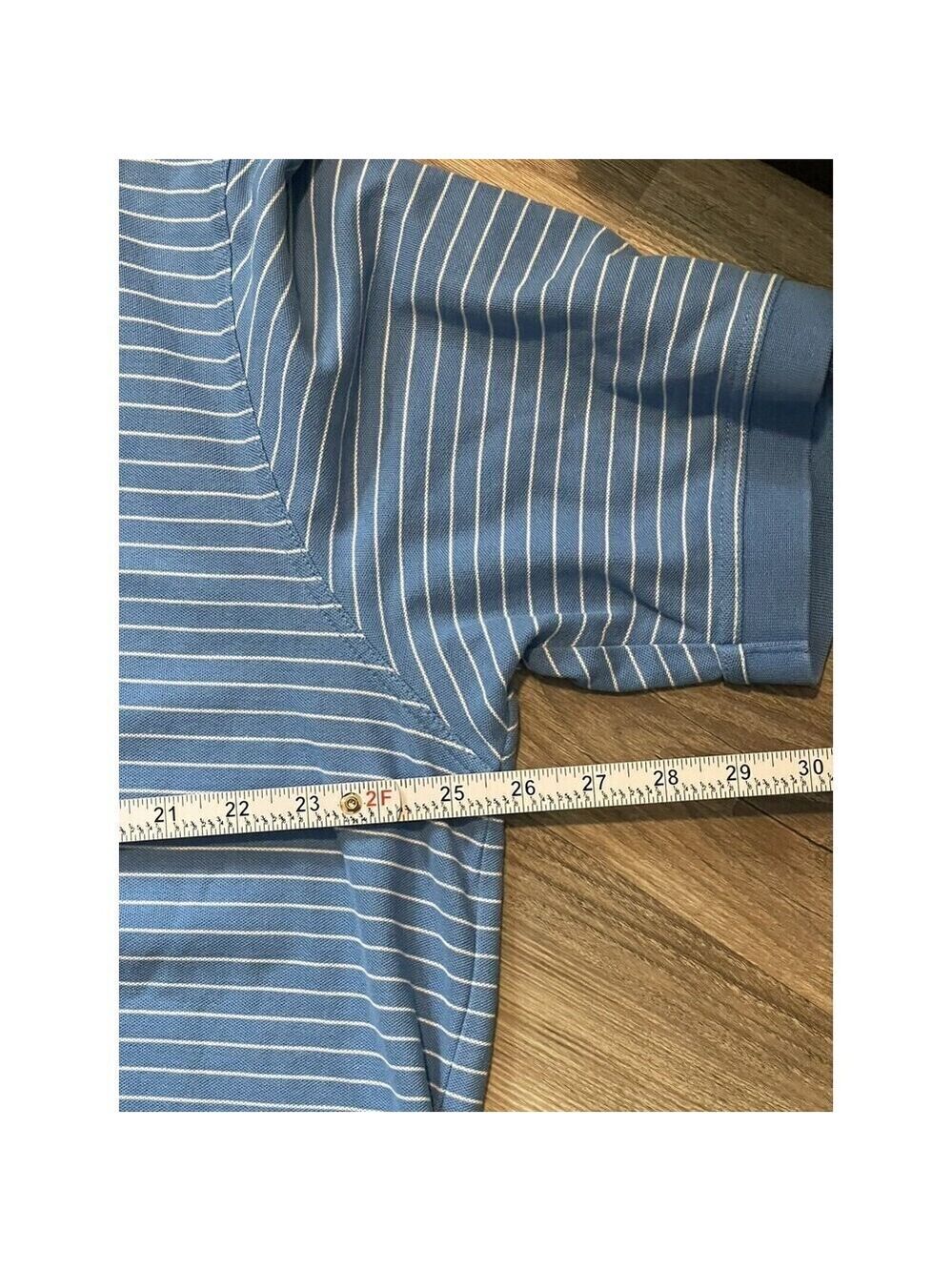 Masters Golf Polo Shirt Blue & White Striped Size XXL Cotton Mesh 2 Ply Logo - Picture 7 of 9